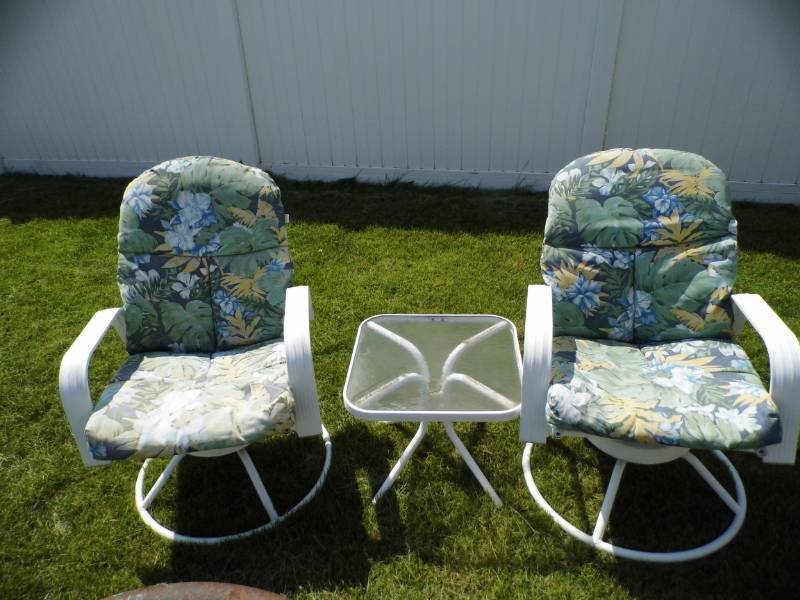 White Patio Chairs  Table