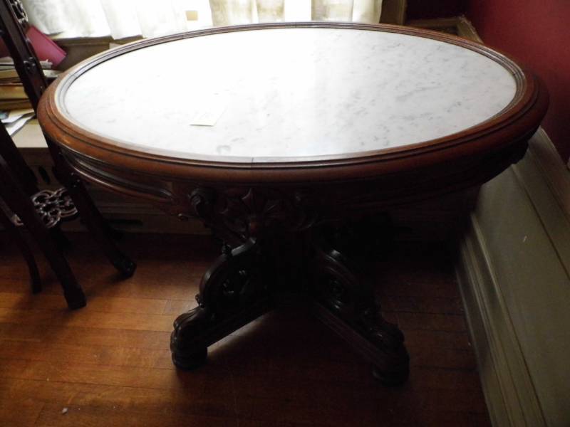 Marble Top Walnut Table