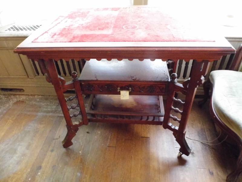Red Velvet Top Victorian Table