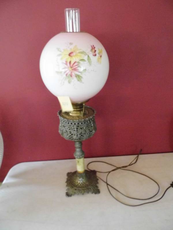 Hand Painted Hurricane Lamp
