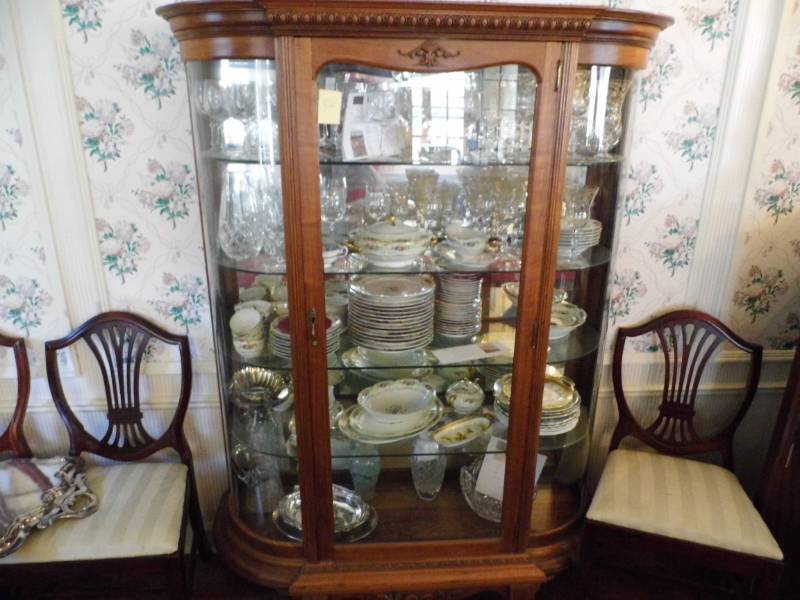Curved Cherry Wood China Cabinet