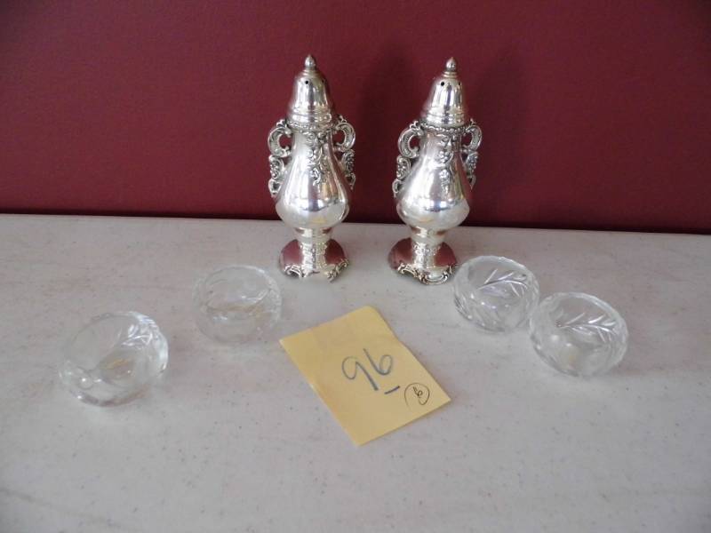 Lot of 4 Cut Glass Salt Bowls -  SP Shakers