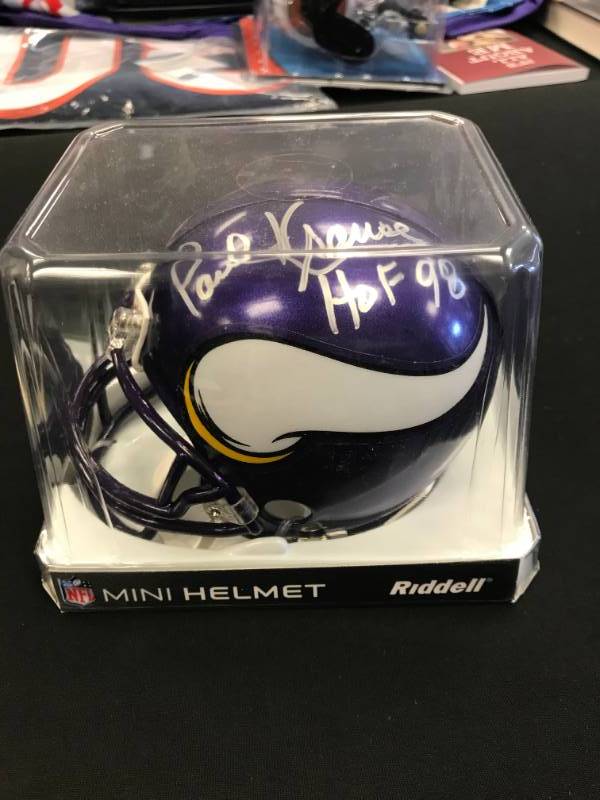 PAUL KRAUSE AUTOGRAPHED MN VIKINGS MINI HELMET  HOF 98 DESCRIPTION