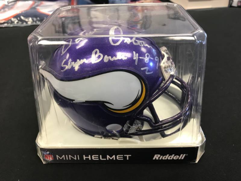 DAVE OSBORN AUTOGRAPHED MN VIKINGS MINI HELMET