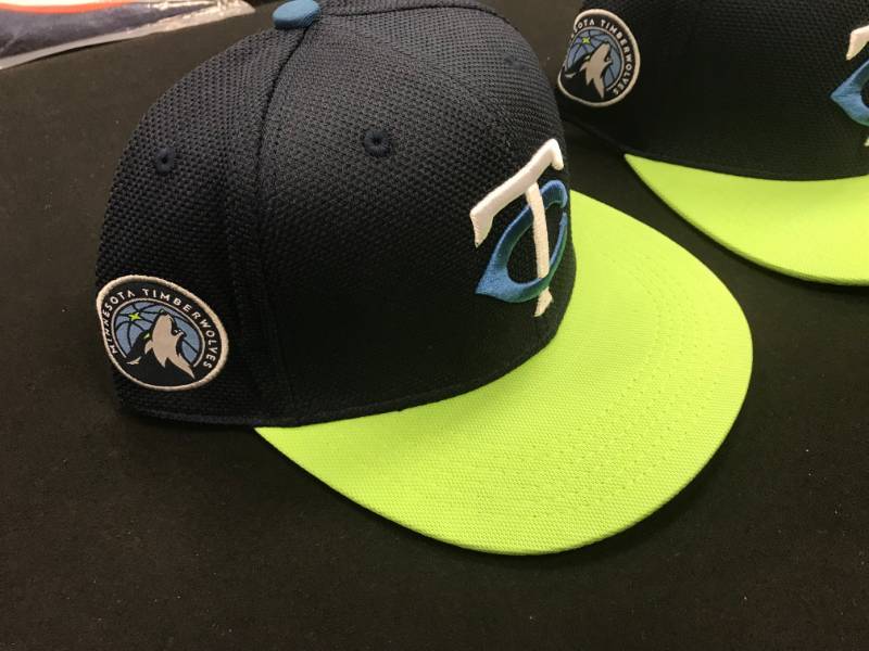LOT OF 2 MN TWINS MN TIMBERWOLVES GIVEAWAY HATS
