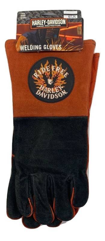lot 1 image: Harley Davidson Leather Welding  BBQ Gloves New