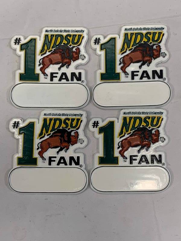 lot 4 image: Lot of 4 NDSU Bison #1 Fan Magnets