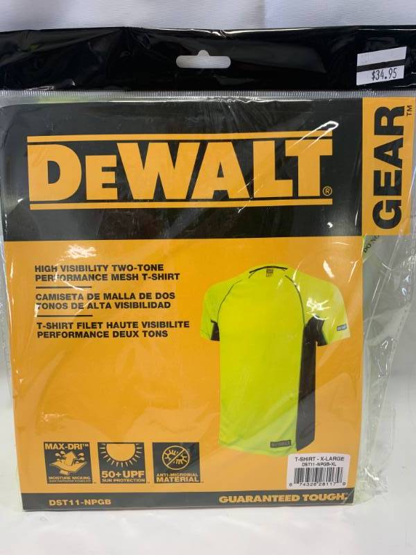 lot 9 image: New DeWalt High Visibility UV 50 Shirt Size XL $34.95 Retail