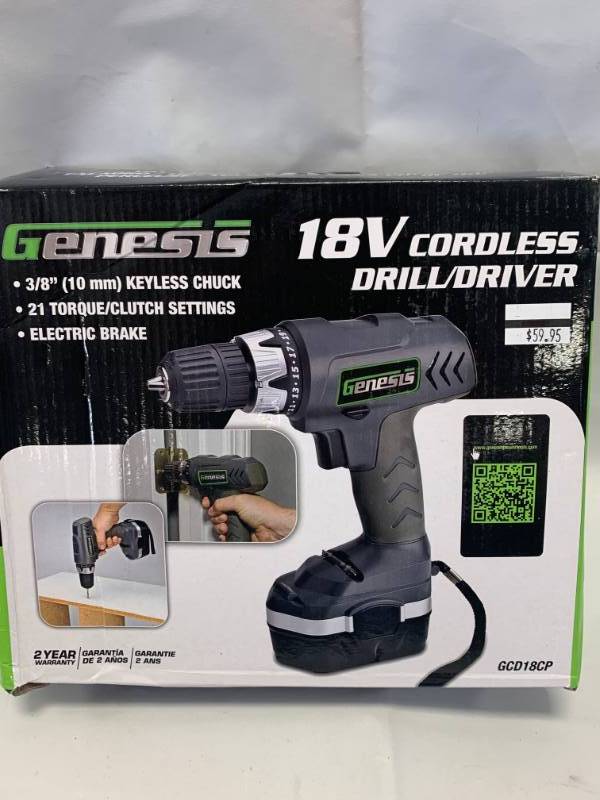 lot 10 image: New Genesis 18 Volt Cordless Drill
