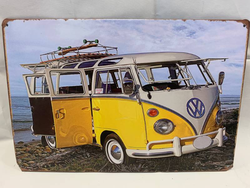 lot 33 image: VW Bus Metal Sign Approx 8 x 11