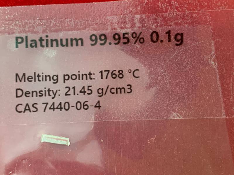 lot 47 image: .999 Platinum .1 Gram Bar
