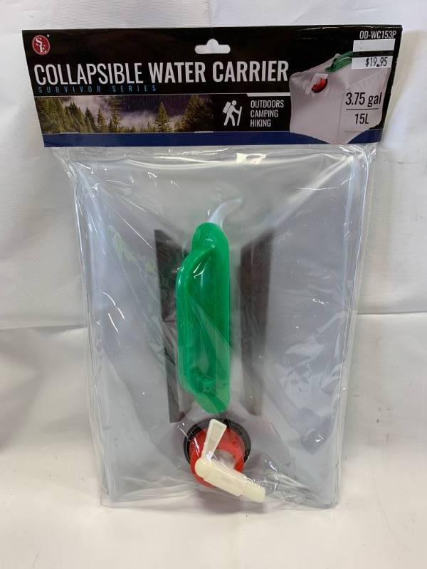 lot 50 image: 15 Liter Camping Hiking Prepper Collapsible Water Container New