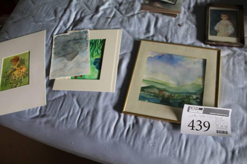 lot 439 image: Lot of (3) Matted Water Colors, Framed and Matted Water Colors