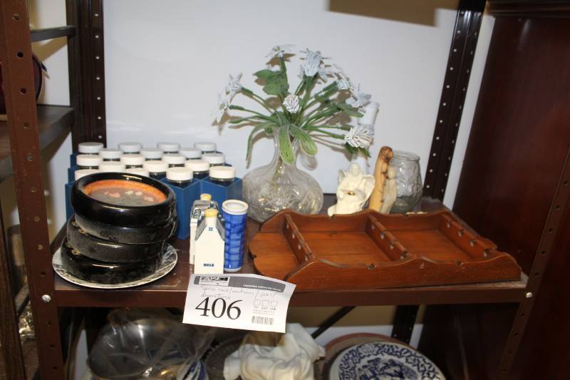 lot 406 image: Spice Rack, Containers, Vases, Table Decorations