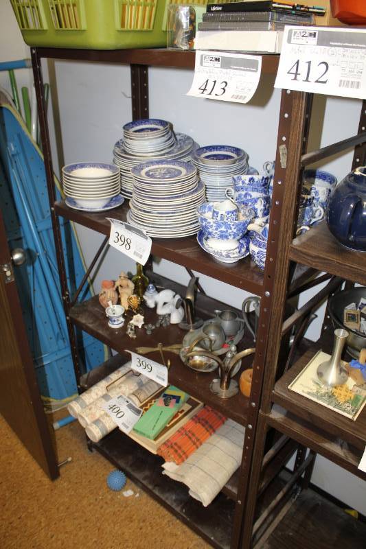 lot 413 image: Lot of (2) Matching Metal 4-Tier Shelving Units