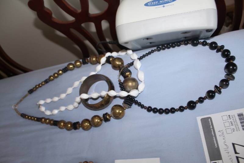 lot 477 image: Lot of (4) Womens Bead Necklaces, Metal Band Bracelet