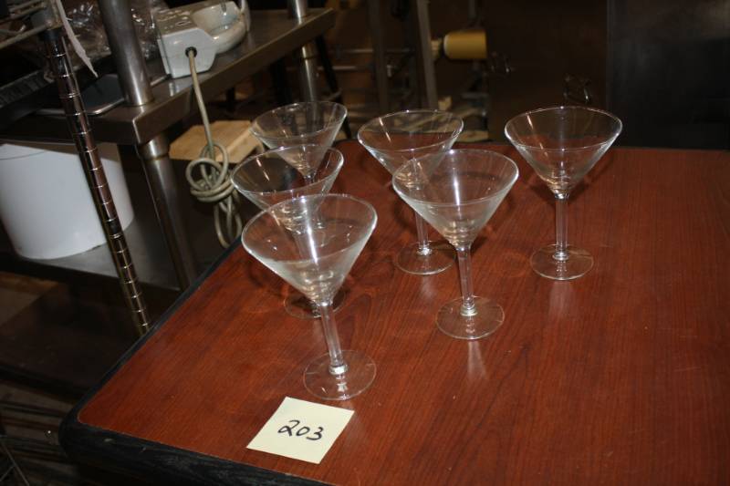lot 203 image: Glass Martini Glasses