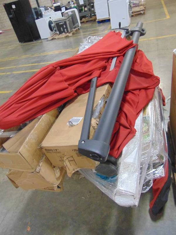 lot 306 image: WHOLESALE MIXED PALLET OF RETURNS - OUTDOOR PATIO ACCESSORIES, UMBRELLAS, GAZEBOS AND MORE