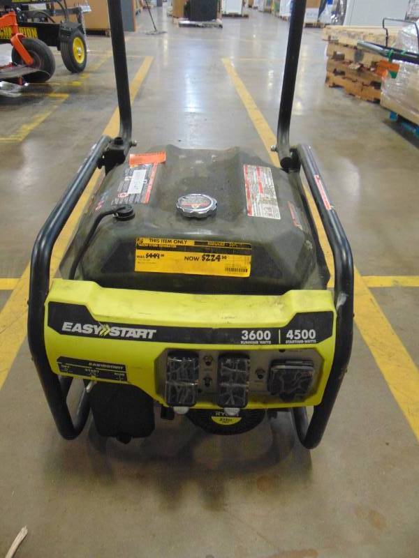 lot 321 image: Ryobi 3,600-Watt 212cc Gasoline Powered Portable Generator RY903600