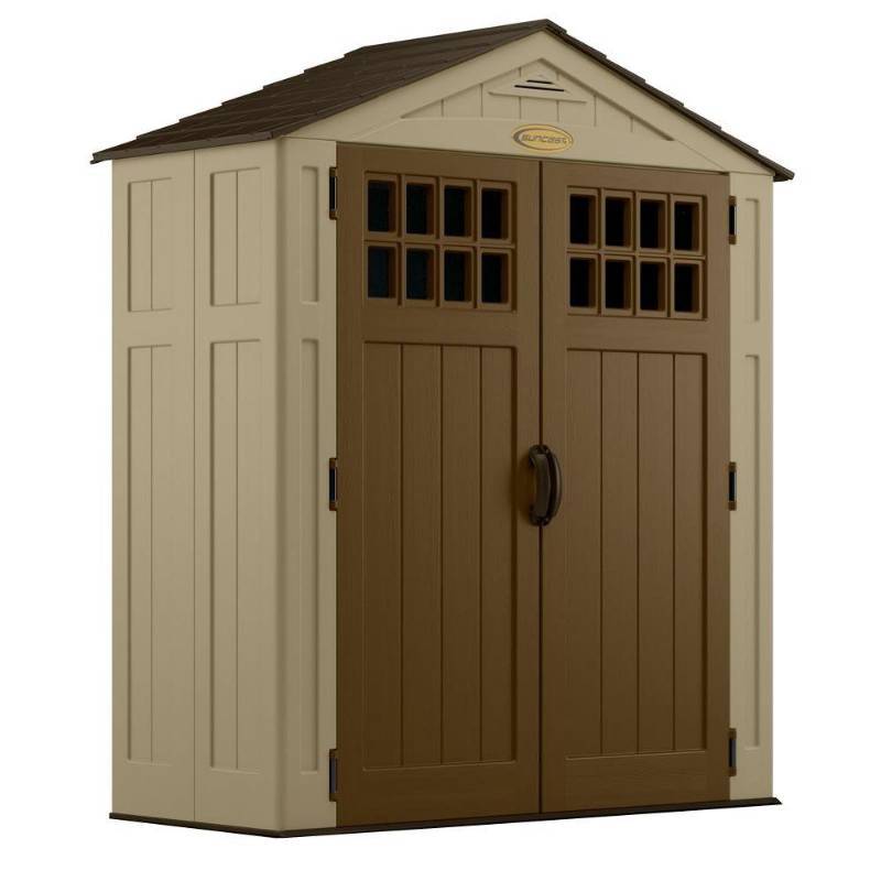 lot 18 image: Suncast Everett 2 ft. 9 in. x 6 ft. 2.75 in. Resin Storage Shed BMS6310 - May Be Missing Parts