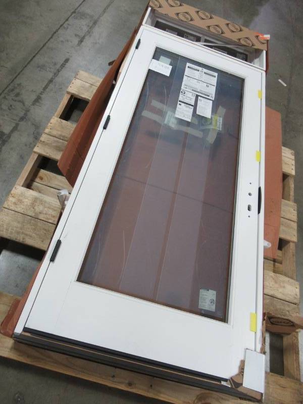 lot 11 image: Custom 36 in. x 80 in Pella Full Lite ,Primed White Fiberglass RH Inswing Prehung Front Door with overhead lites