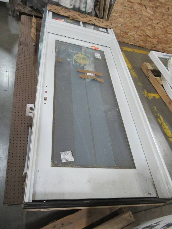 lot 12 image: Custom 36 in. x 80 in Pella Full Lite ,Primed White Fiberglass RH Inswing Prehung Front Door with overhead lites