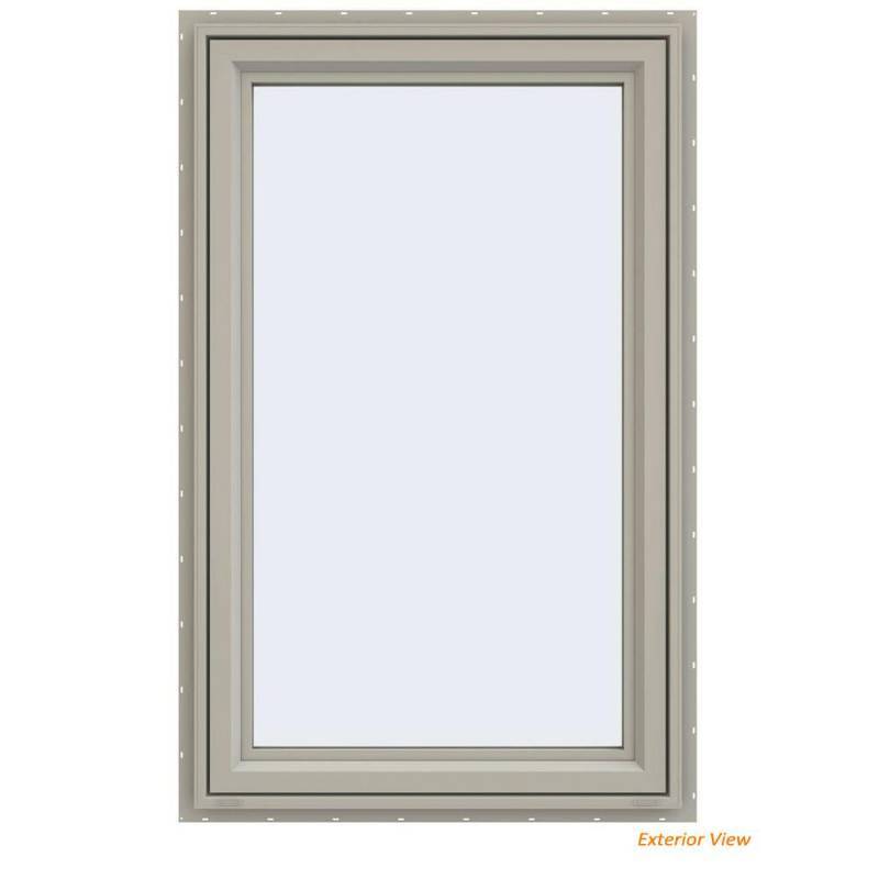 lot 32 image: Jeld-wen 29.5 in. x 47.5 in. V-4500 Series Desert Sand Vinyl Left-Handed Casement Window with Fiberglass Mesh Screen
