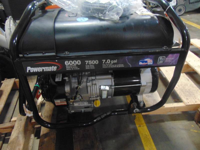 lot 362 image: Powermate 6,000-Watt Gasoline Powered Manual Start Portable Generator with Cord PM0126000