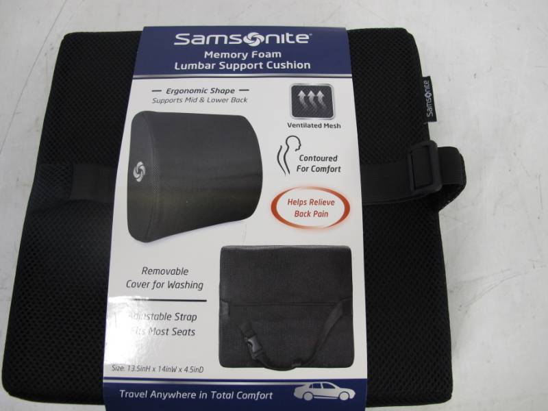 lot 173 image: Samsonite Memory Foam Lumbar Support Cushion