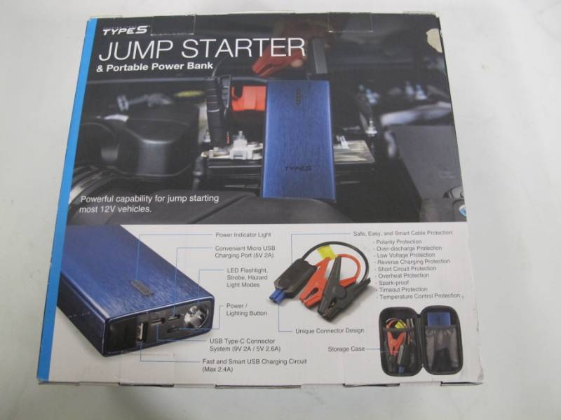 lot 48 image: Type S Lithium Jump Starter Portable Power Bank with LED Flashlight - Blue