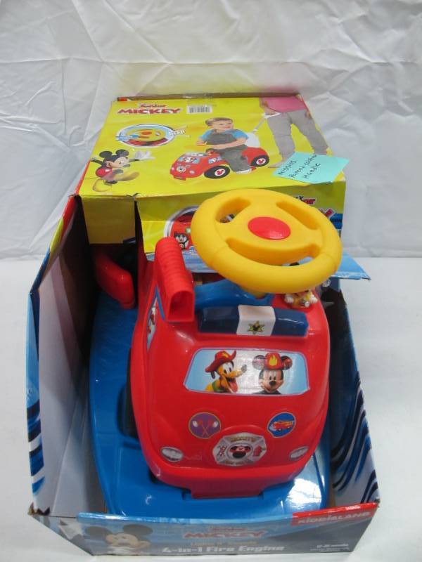 lot 54 image: Kiddieland Toys Limited Disney Mickey 4-in-1 Drive Along Ride On - Missing Adult Handle
