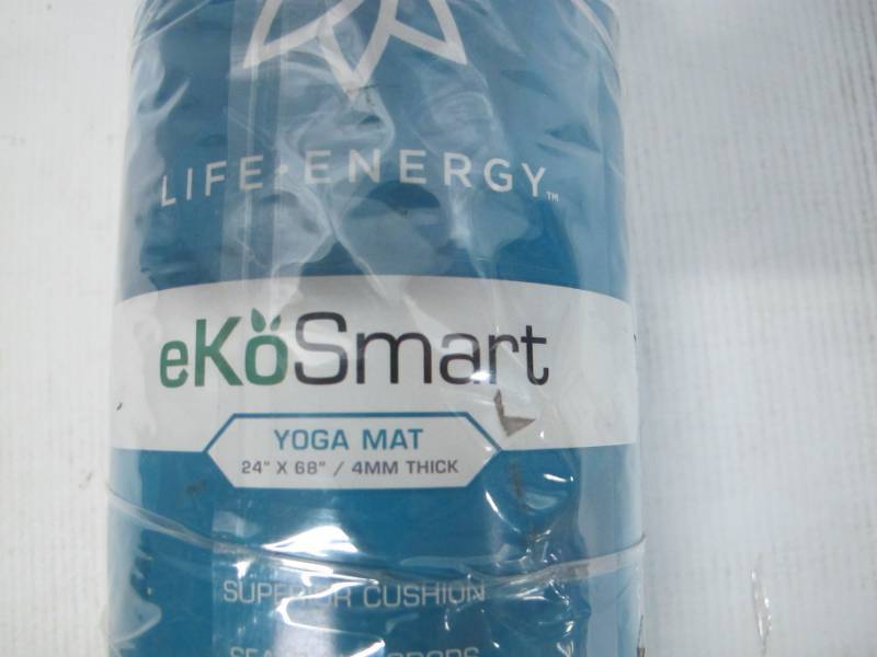 lot 55 image: Life Energy EkoSmart 4 mm Teal Yoga Mat - Zen Drop - NEW