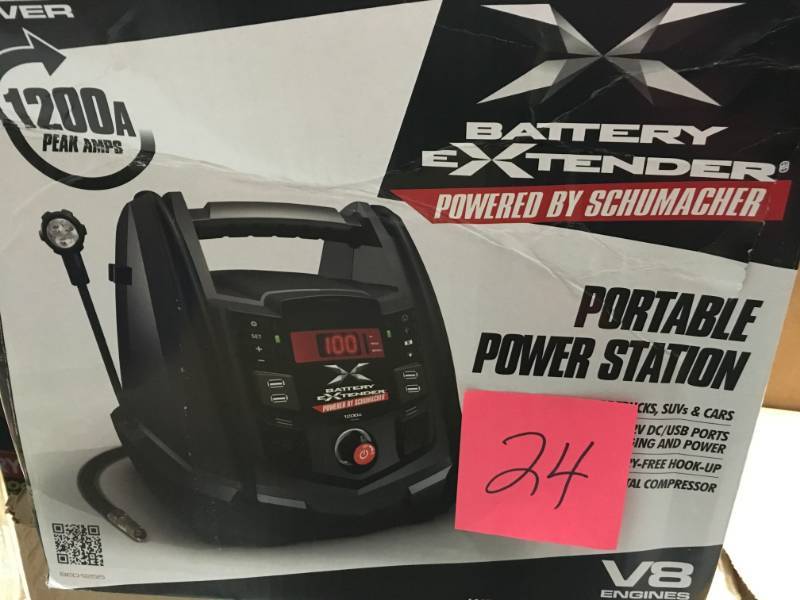 lot 24 image: Schumacher Battery Extender 12-Volt, 1,200 Amp Battery Jump Starter in good condition