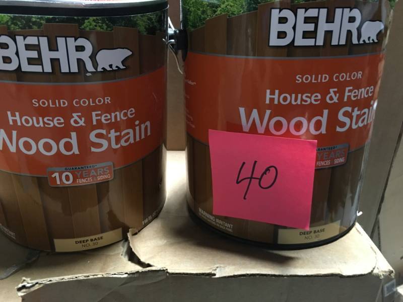 lot 40 image: BEHR 1 gal. #SC-533 Cedar Naturaltone Solid Color House and Fence Exterior Wood Stain lot of 3 not used
