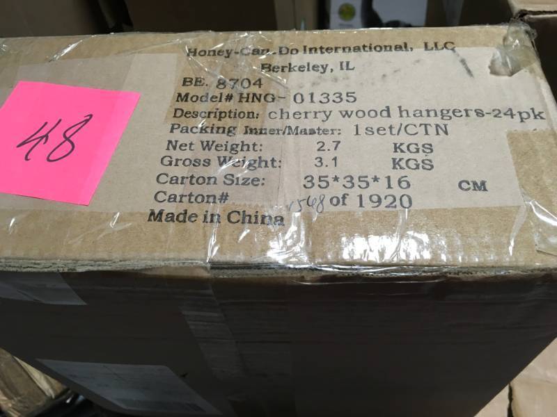 lot 48 image: Honey-Can-Do No Slip Wooden Coat Hangers, Cherry Wood (24 Pack) not used