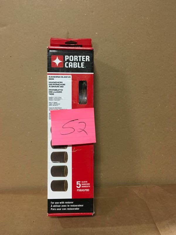 lot 52 image: Porter-Cable Restorer 80-Grit Restorer with Sanding Roller Sleeves (5-Pack) not used