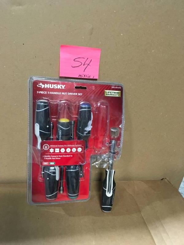 lot 54 image: Husky T-Handle Nut Driver Set (7-Piece) MISSING 1 PC