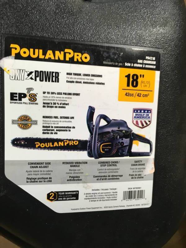 lot 65 image: Poulan Pro PR4218, 18 in. 42cc 2-Cycle Gas Chainsaw, Case Included by Poulan Pro in good condition