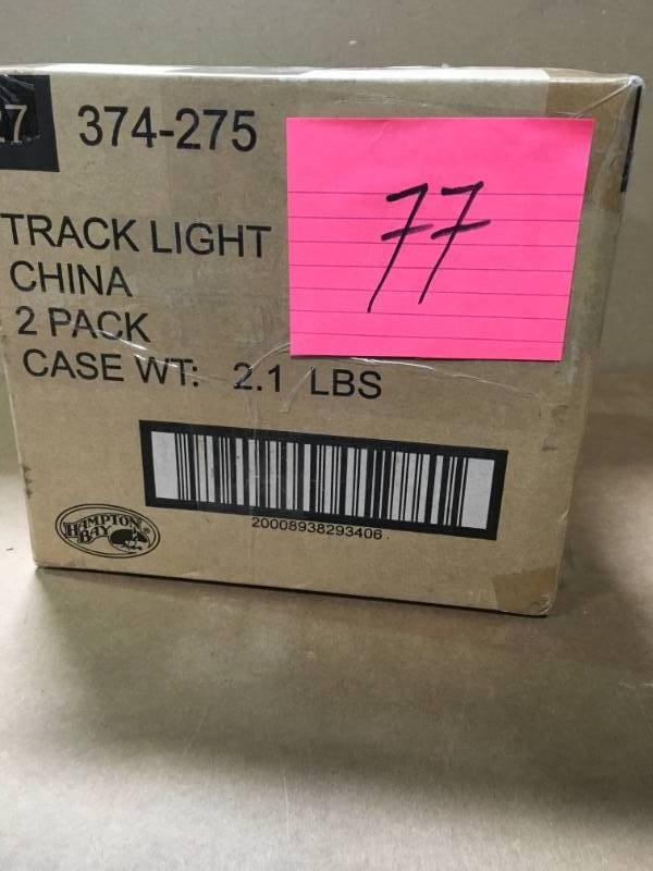 lot 77 image: Hampton Bay 75-Watt PAR30 Perforated Double Arm Gimbal Fixture not used