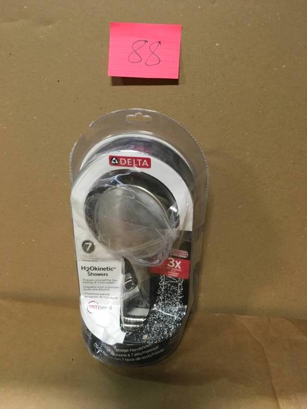 lot 88 image: Delta 7-Spray Hand Shower with H2Okinetic in SpotShield Brushed Nickel not used