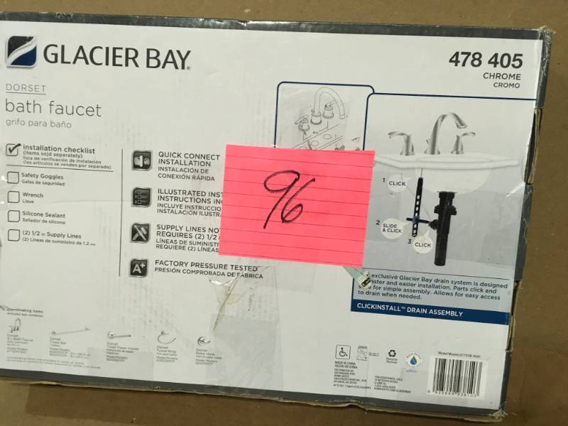 lot 96 image: Glacier Bay Dorset 8 in. Widespread 2-Handle High-Arc Bathroom Faucet in Chrome  in good condition