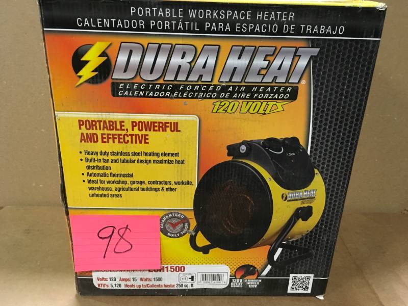 lot 98 image: DuraHeat 1,500-Watt 120-Volt Electric Forced Air Heater  in good condition