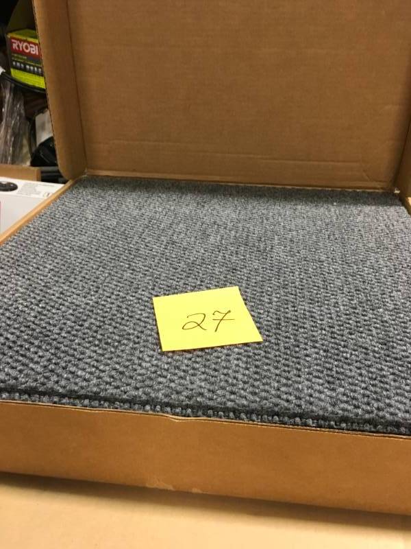 lot 27 image: Foss Premium Self-Stick Caserta Sky Grey Hobnail Texture 18 in. x 18 in. IndoorOutdoor Carpet Tile (10 Tiles  Case) not used 2 cases