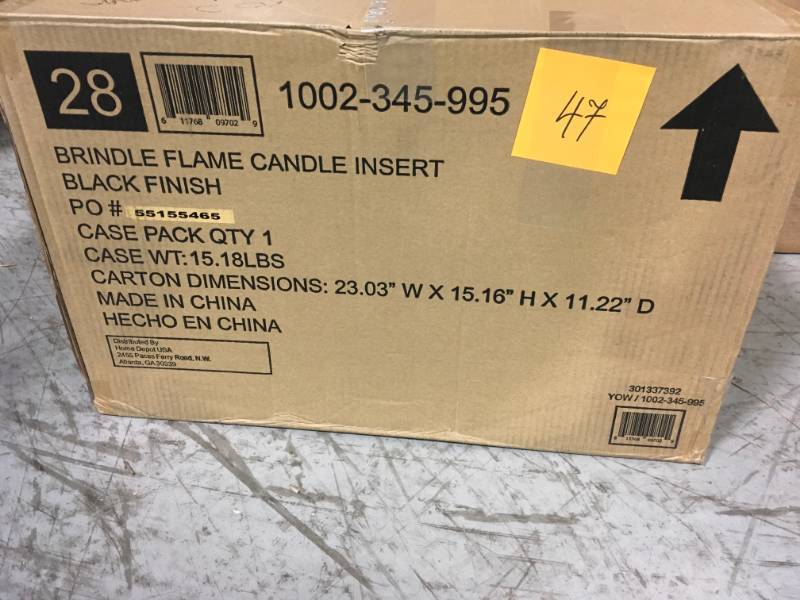 lot 47 image: Home Decorators Collection Brindle Flame 20 in. Candle Electric Fireplace Insert with Infrared Heater in Black not used