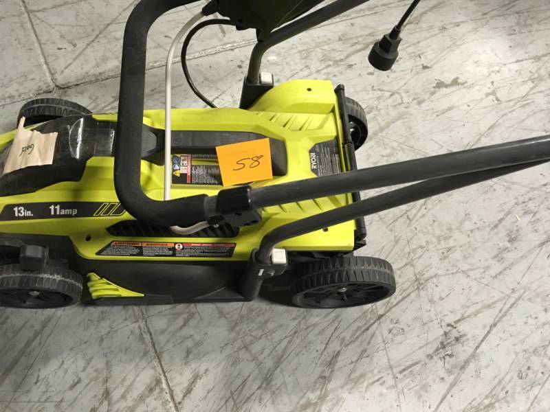 lot 58 image: RYOBI 13 in. 11 Amp Corded Electric Walk Behind Push Mower in good condition