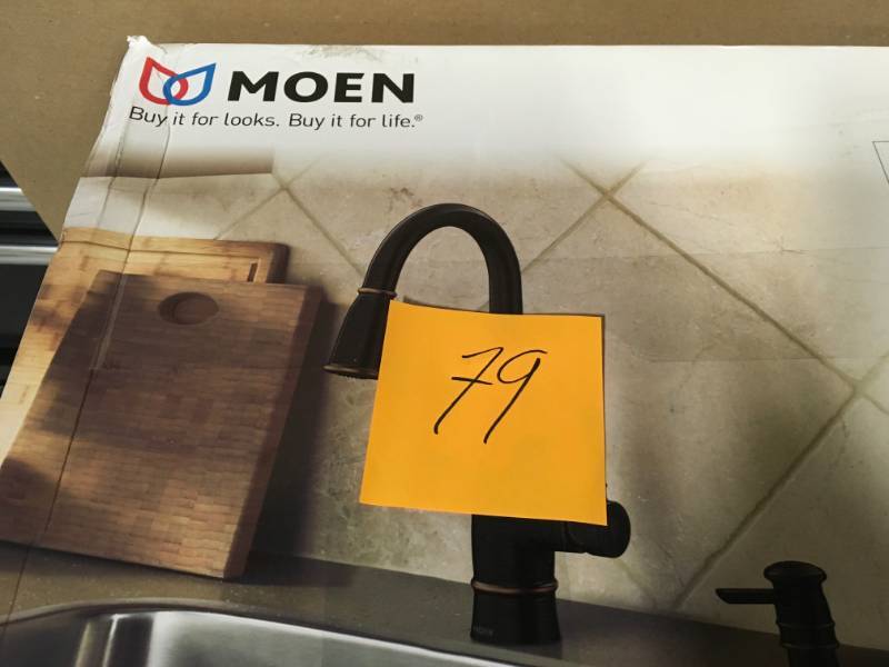 lot 79 image: Moen 87791BRB Noell Single-Handle Pull-Down Sprayer Faucet in Mediterranean