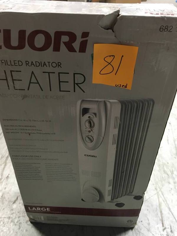 lot 81 image: 1500-Watt Electric Oil-Filled Radiant Portable Heater - Grey