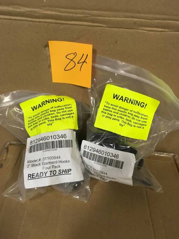 lot 84 image: Jifram Easy Living 3 in. Metal Garment Slat Wall Hooks in Black (4Bag) in good condition