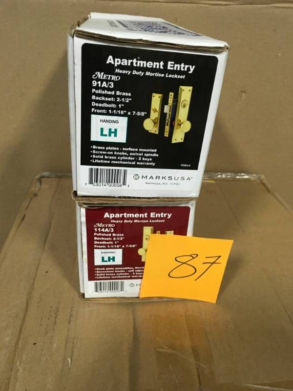 lot 87 image: Left Hand Entry Mortise Lockset with Deadbolt in good condition