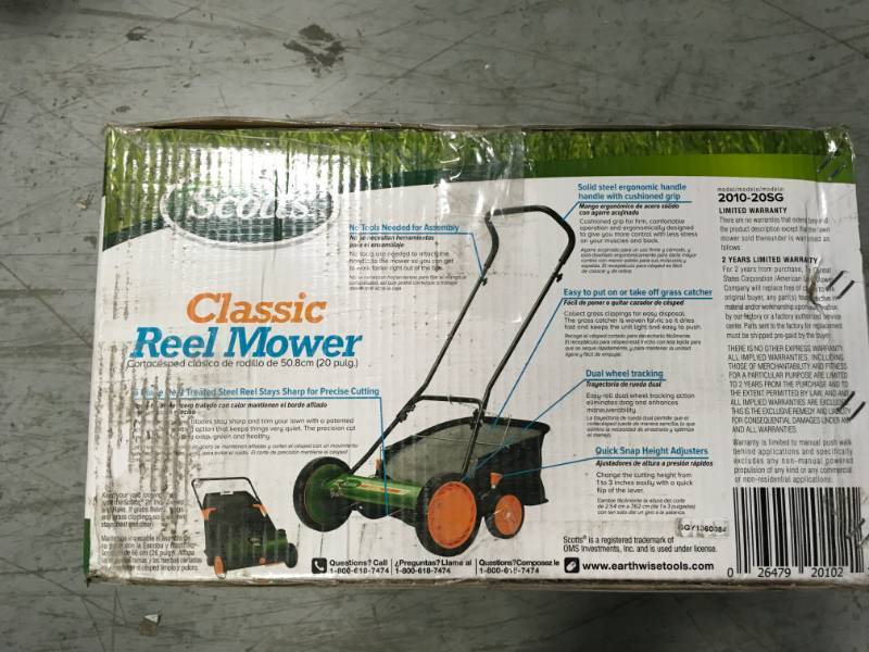 lot 89 image: Scotts 20 in. Manual Walk Behind Reel Mower with Grass Catcher not used
